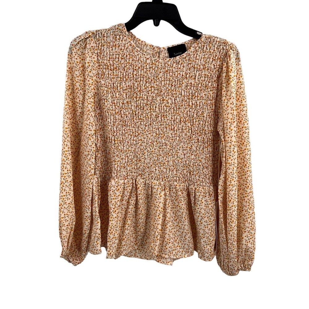 Lumiere Floral Smocked Peplum Top Medium New